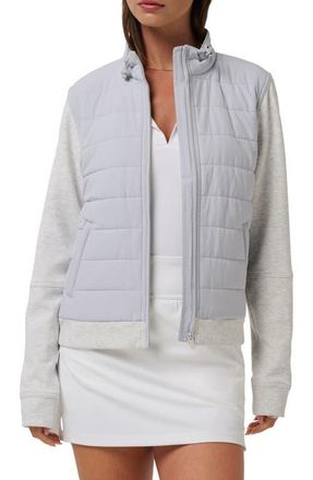 Travis Mathew Skyloft Soft Espresso Martini Full Zip Quilted Jacket in Heather Light Grey at Nordstrom, Size Large