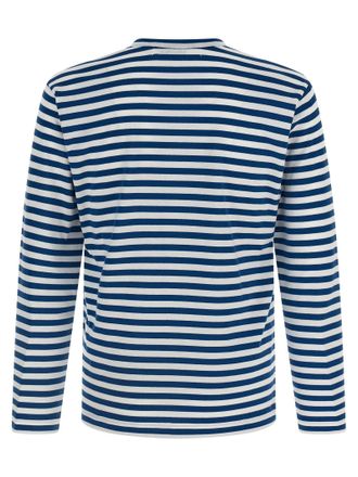 Comme Des Gar&ccedil;ons Logo-Patch Striped T-shirt - Navy
