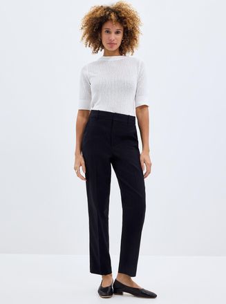 Contemporaine Womens Linen-cotton blend Universal pant Fit: Semi-slim leg, mid rise