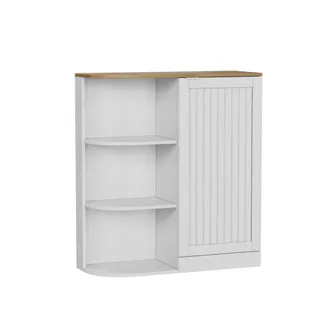 Urban Meuble Mueble de Esquina Blanco y Roble - Armario de Ba&ntilde;o con Estante