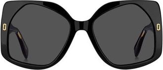 Marc Jacobs 56mm Geometric Square Sunglasses in Black/Grey at Nordstrom