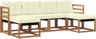 vidaXL Conjunto De Sof&aacute;s De Exterior 6 Uds. Natural Y Crema Vidaxl