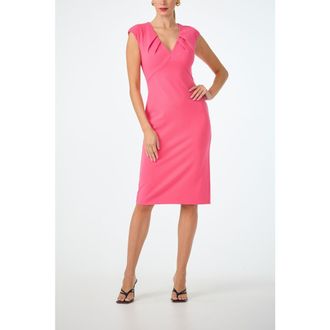 Trina Turk Vibrant V-Neck Sheath Dress in Rio Rose at Nordstrom, Size 10
