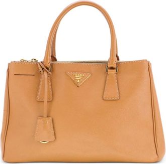 Prada Lux Saffiano leren grote shopper met dubbele rits - Bruin