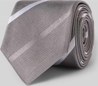 Olymp Seidenkrawatte aus reine Krawatte mit Logo-Patch (6,5 cm) in Mittelgrau, Gr&ouml;&szlig;e 1