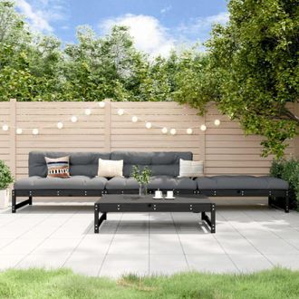 vidaXL Vidaxl - Set Salotto da Giardino 4 pz Nero in Legno Massello di Pino