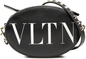 Valentino Pre-owned Valentino Calfskin Rockstud VLTN Oval Crossbody BL QC47RCH2