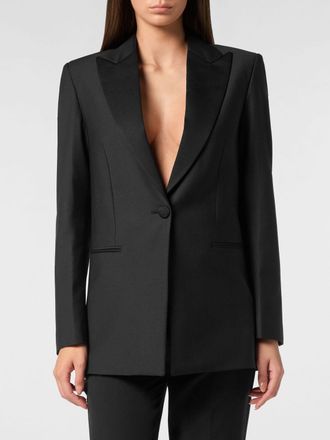 Philipp Plein Blazer corto in misto lana con stampa grafica e strass