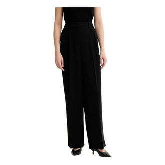 Michael Kors Broeken, Dames, Zwart, XL, Polyester, Pliss&eacute; Crepe Wijde Broek