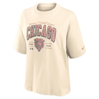 Nike Chicago Bears Vintage Mod Boxy Nike Womens NFL T-Shirt in White | 01CM15A7Q-U9E