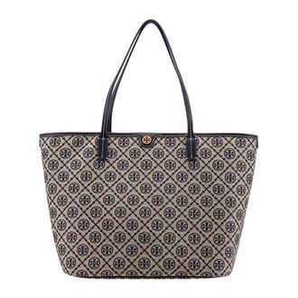 Tory Burch Tory Burch, Tote Bags, female, Multicolor, Size: ONE SIZE Beige Shoulder Bag with Zip Closure