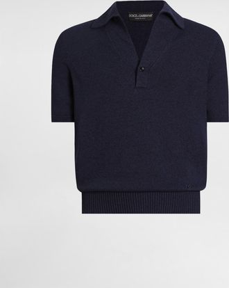 Dolce & Gabbana Cotton Blend Polo Shirt - Man Sweaters And Cardigans Blue 46