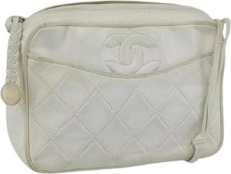 Chanel Pre-owned Cross Body Bags, female, White, Size: ONE SIZE Pre-owned Vintage Leather Cross Body Bag