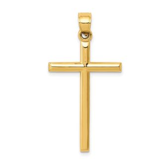 Diamond2Deal 14k Yellow Gold Polished Hollow Cross Pendant