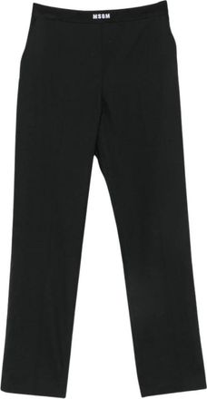 Msgm Rechte broek - Dames - Straight fit broeken - Zwart - S - Wol - Broeken