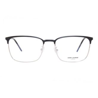 Saint Laurent Square Full-Rim Metal & Acetate Eyeglasses - Black