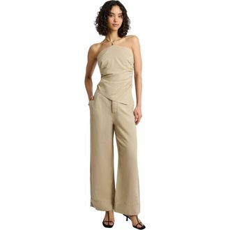 Onia Air Linen Paperbag Trouser in Jute at Nordstrom, Size 12 30