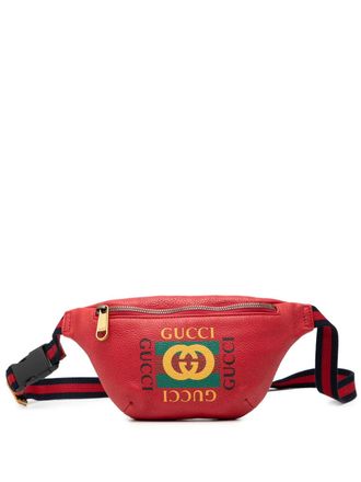 Gucci 2000-2015 Small Leather Logo belt bag - unisex - Calf Leather - One Size - Red