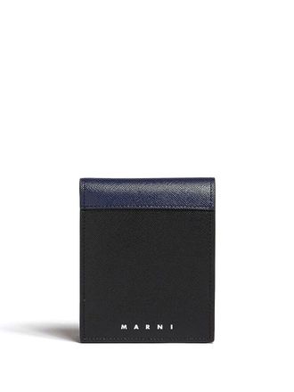 Marni Leren portemonnee met logoprint - Blauw