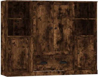 vidaXL Highboards 3 pcs Smoked Oak Engineered Wood Vidaxl