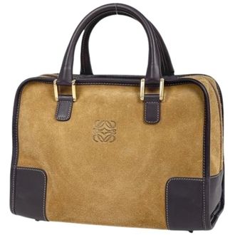 Loewe Pre-owned Handbags, female, Brown, Size: ONE SIZE Pre-owned Suede Handbag