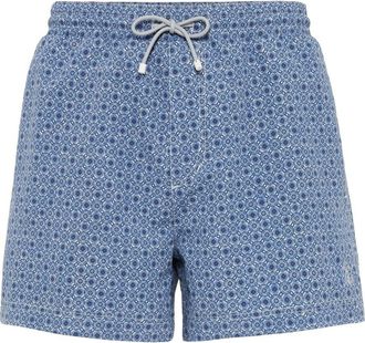 Brunello Cucinelli graphic-print swim shorts - men - Polyester - S - Blue