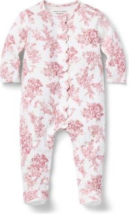 Janie and Jack Baby Floral Toile Footed One-Piece in Pink at Nordstrom, Size 6-9M