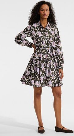 Lands End Poplin Button Front Dress with Godets in Forest Moss Tropic Floral at Nordstrom, Size X-Large P