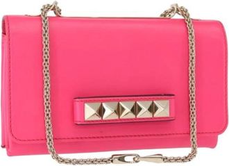 Valentino Pre-owned Clutches, female, Pink, Size: ONE SIZE Pre-owned Leather Shoulder Bag