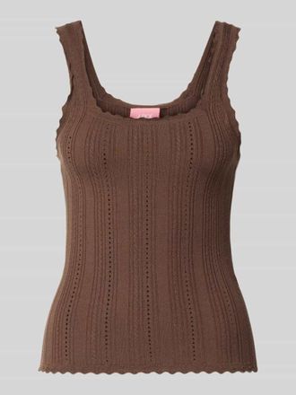Jack & Jones Tanktop in Pointelle-Strick mit Karree-Ausschnitt Modell GIANNA in Dunkelbraun, Gr&ouml;&szlig;e XL