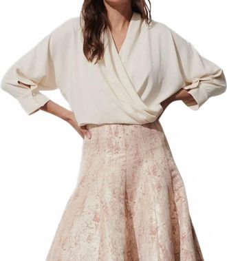 Figue Fallon Crossover 3/4 Sleeve Top In Chalk White