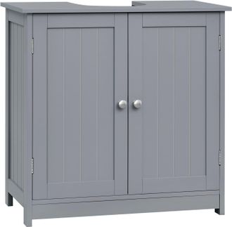 Woltu Armadietto Da Bagno Sotto Lavello Mobile Bagno Con Ante E Ripiano Interno Grigio - Woltu