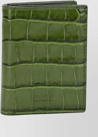 Tom Ford leather crocodile-effect folding cardholder