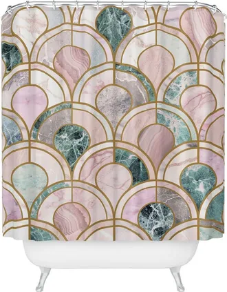 Deny Designs Rose Gold Marble Inlay Shower Curtain in Multi at Nordstrom Rack
