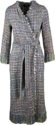 Ella Lago di Como Multicolor Viscose Acrylic Cotton Boucl&eacute; Duster Coat