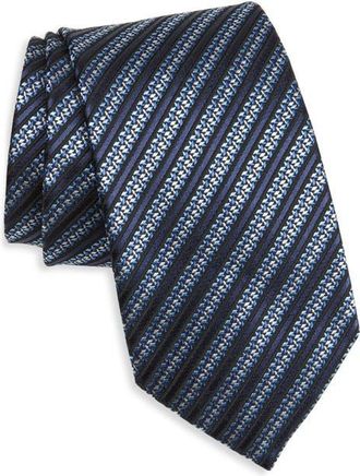 Ermenegildo Zegna Stripe Silk Tie in Blue at Nordstrom