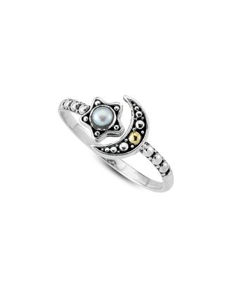 Samuel B. 18K & Silver Pearl Moon & Star Ring