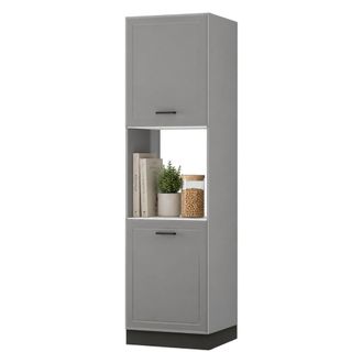 Dmora Despensa De Cocina Mogan, Mueble De Cocina 5 Estantes, Puerta De Batiente, 2 Puertas, 60x58x214h Cm Gris