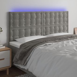 vidaXL Cabecero Con Luces Led Terciopelo Gris Claro 160x5x118/128 Cm Vidaxl