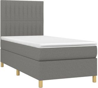 vidaXL Cama Box Spring Colch&oacute;n Y Luces Led Tela Gris Oscuro 80x200 Cm Vidaxl