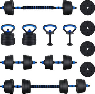 vidaXL Juego De Mancuernas 4 En 1 30kg Negro Y Azul Vidaxl