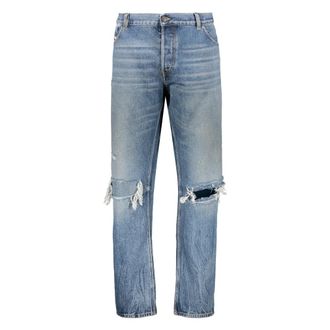Diesel Straight Jeans, male, Blue, Size: W40 Light Ripped Denim Jeans