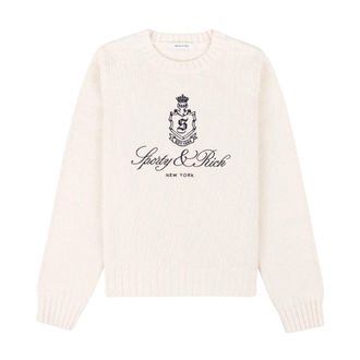 Sporty & Rich Vendome Sweater - Dames - Ronde hals truien - Beige - L - Katoen - Truien & Vesten