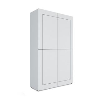 Itamoby Armario alto 4 puertas 100x35x165 cm efecto madeira blanco brillante