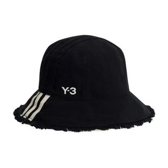 Yohji Yamamoto Hats, unisex, Black, Size: L Logo Motif Bucket Hat