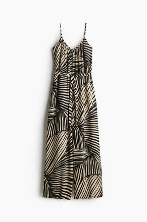 H&M Jumpsuit mit Bindeg&uuml;rtel - Schwarz/Blattmuster
