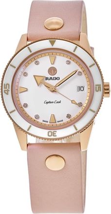 Rado Captain Cook Marina Hoermanseder Special Edition White Diamond Dial Leather Strap Set Womens Watch R32139708