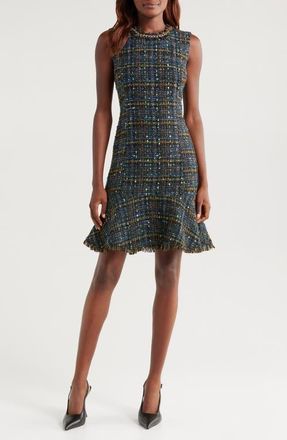 Tahari by ASL Chain Detail Metallic Tweed Dress in Black Mult at Nordstrom, Size 14