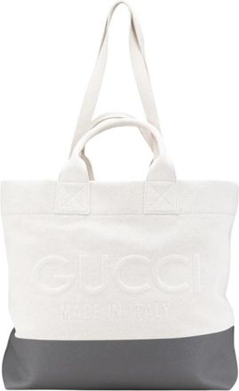 Gucci Pre-owned Canvas Embossed Logo Tote - Dames - Vintage Shopper - Wit - ONE Size - Wol - Vintage