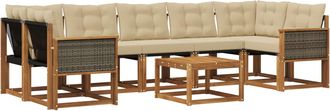 vidaXL Conjunto De Sof&aacute;s De Exterior 8 Uds. Natural Y Beige Vidaxl